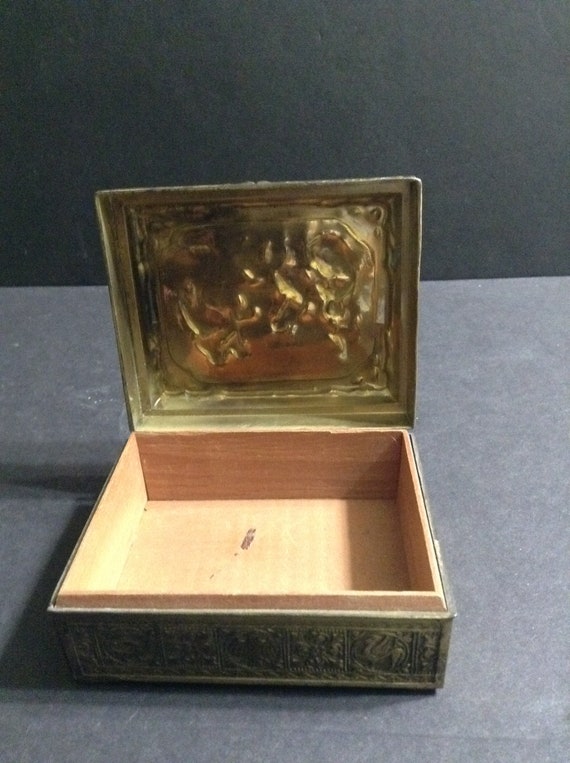 Metal trinket box, wood lined, mid-century, made … - image 7