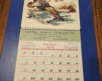 Vintage 1972 Capital Supply Co Advertising Calendar ,Fred Sweney 3D Formcraft duck art.