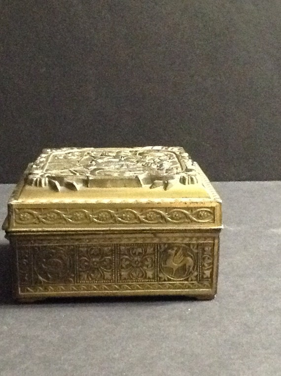 Metal trinket box, wood lined, mid-century, made … - image 4