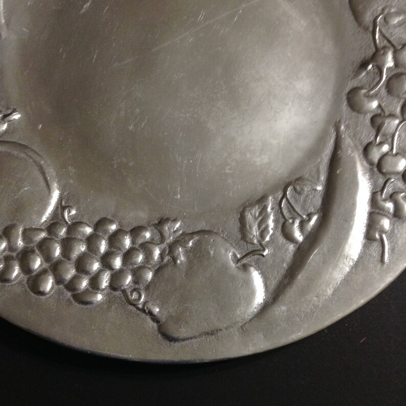 Wilton Armetale Metal Plate With Fruit Design Large 13 1/4 Etsy
