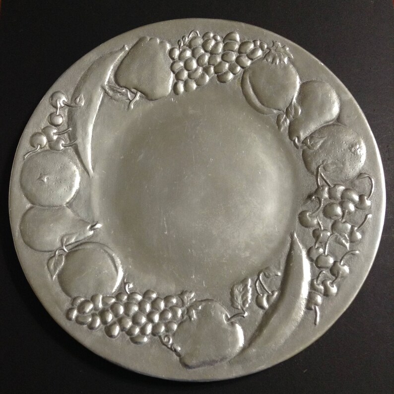 Wilton Armetale Metal Plate With Fruit Design Large 13 1/4 Etsy