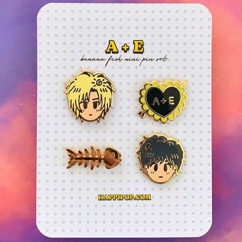 A E Mini Pin Set Banana Fish Enamel Pins Etsy