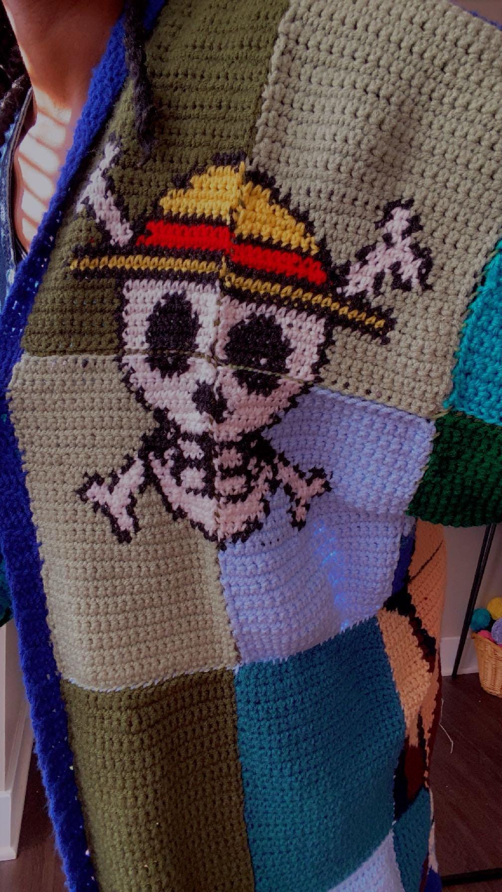 もも様yilon MIX YARN KNIT ONE-PIECE One Piece Going Merry Crochet Cardigan - Etsy