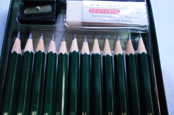Faber Castell 9000 Art Set 12x Graphite Sketch Pencils With Eraser Sharpener