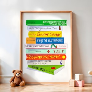 Childrens Book Stack Print: Classroom Reading Poster, School  Library Wall Art