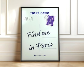 Arte mural con postales vintage: frase romántica imprimible, impresión con cita parisina, póster de viaje retro de Francia