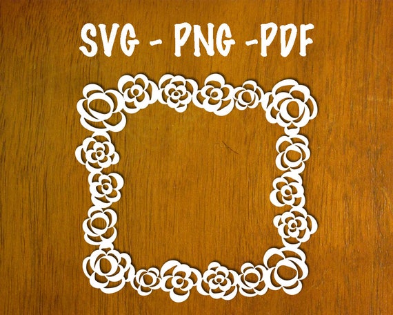 Simple Floral Frame Paper Cutting Template SVG Square Simple Floral Frame Paper Cutting Template SVG Square