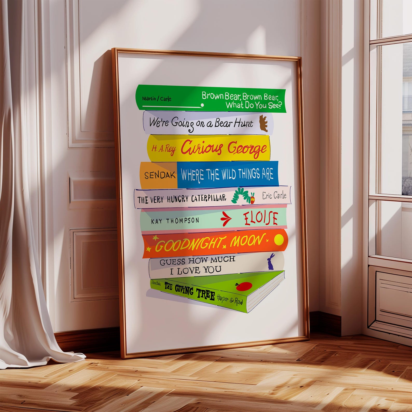 Book Stack Print Childrens Book Stack Print: Classroom Reading Poster, School Library ...