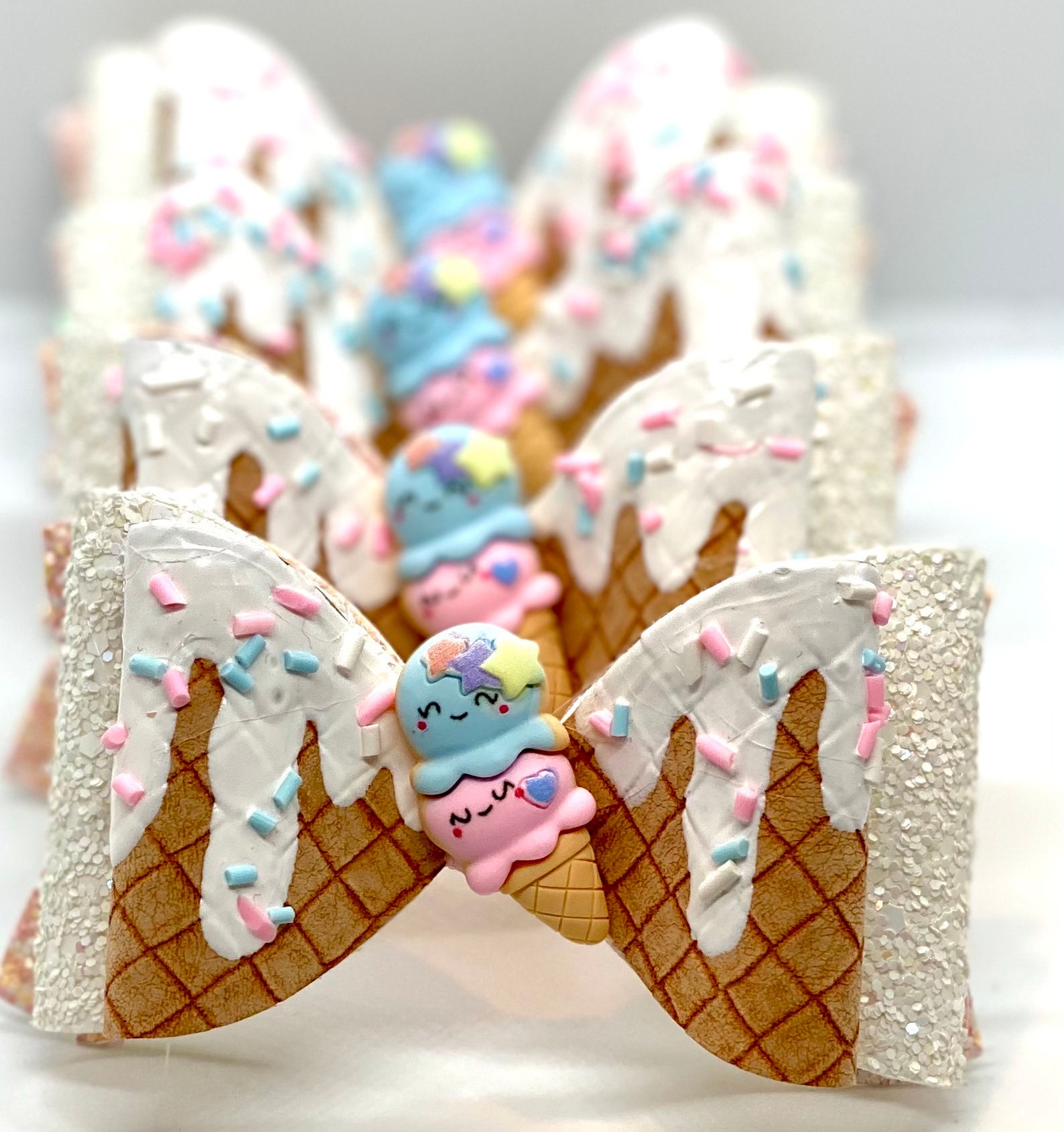 Ice Cream Cone Hair Bow Summer Hair Bow Birthday Hair Bow Etsy