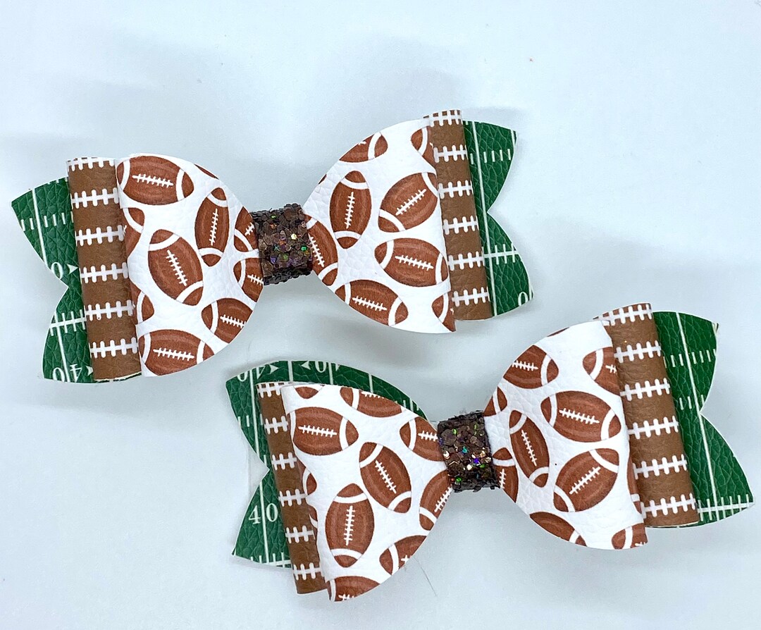 Football Hair Bow, Faux Leather Hair Bow, 4 Inch Hair Bow, Toddler Hair Bow, Baby Hair Bow