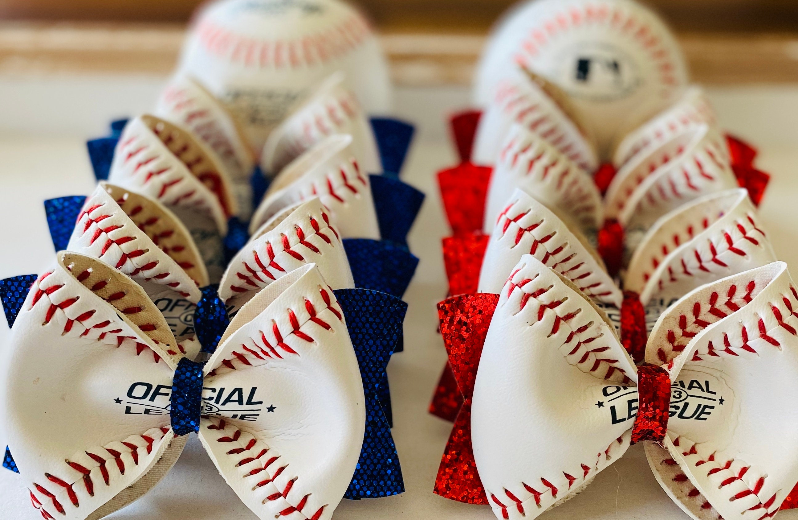 Real Baseball Hair Bow Summer Hair Bow Baseball Skin Hair Etsy