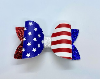 Patriotic hair bow, 4th of July hair bow, Independence Day hair bow, Stars and Stripes hair bow, summer hair bow, birthday gift,