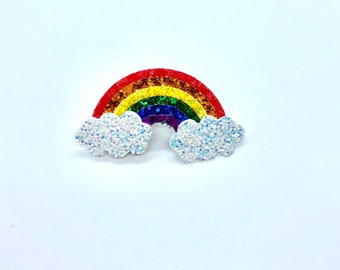 Rainbow Glitter Hair Clip, Girls Hair Bow, Summer Accessory