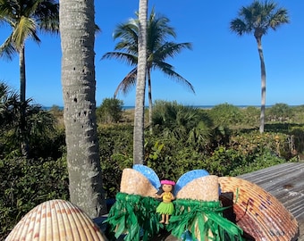 Hula Girl Hair Bow, Glitter Luau Birthday Bow