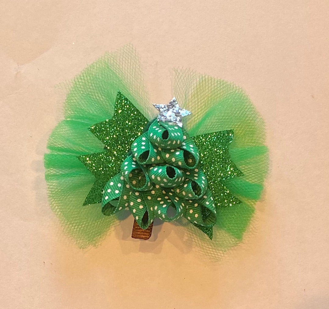 Christmas Tree Hair Bow Christmas Hair Bow Toddler Hair Bow Etsy