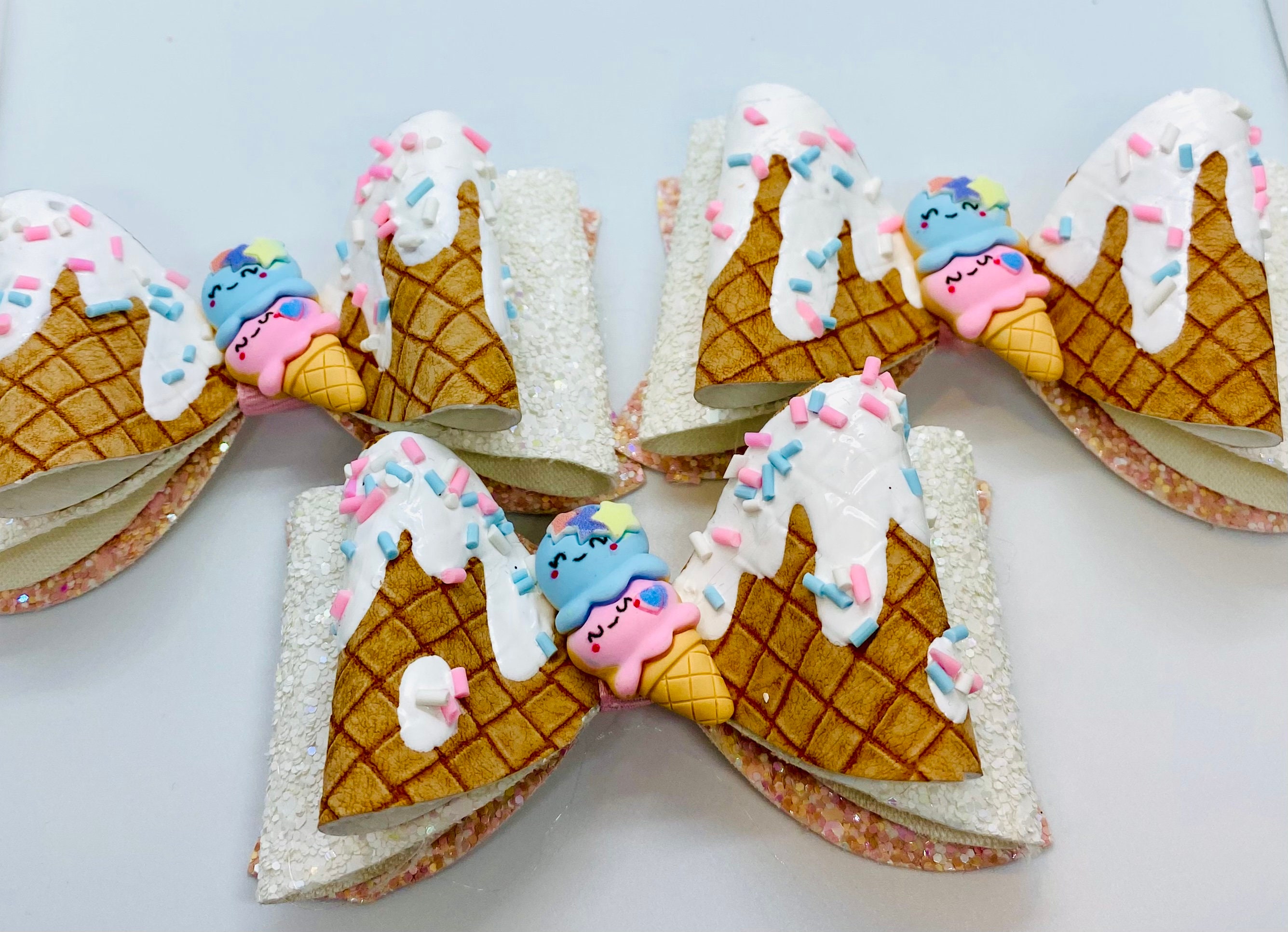 Ice Cream Cone Hair Bow Summer Hair Bow Birthday Hair Bow Etsy