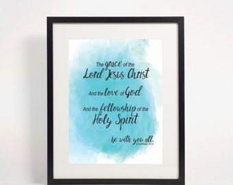Instant Download Scripture Quote, Light Blue Watercolor Art Print, Inspirational Bible Verse Print, 5 sizes, Love of God Themed Wall Decor
