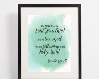 Instant Download Scripture Quote, Mint Watercolor Art Print, Inspirational Bible Verse Printable, 5 sizes, Christian Wall Decor