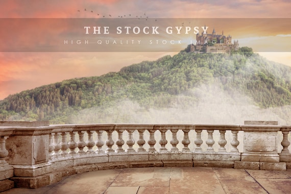 Balcony With Distant Castle Fantasy Digital Background - Etsy Canada