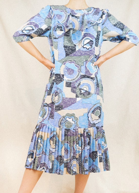 Abstract doughnut print dress / Japanese Vintage … - image 3