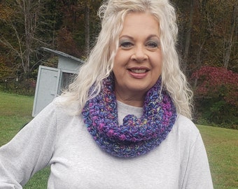 Lovely Colorful Crochet Cowl Scarf Infinity