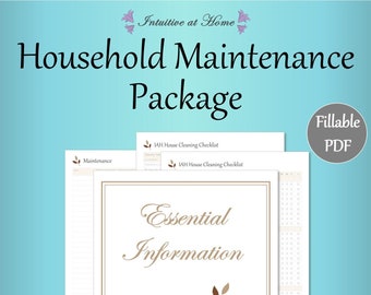 Mini Home Maintenance Printable – Fillable Household Planner, Cleaning Checklist (PDF)