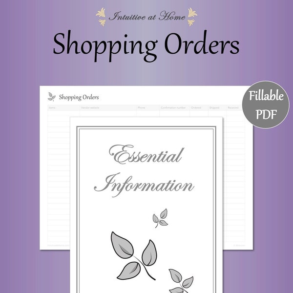 Shopping Order Tracker, Online Shopping Organizer – Gray Editable Fillable Package Tracker Home Management To Do List Digital Printable PDF