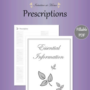 Könnte beinhalten: Ein druckbares PDF-Dokument mit dem Titel "Wesentliche Informationen" und einem Abschnitt mit der Bezeichnung "Rezepte". Das Dokument soll helfen, wichtige medizinische Informationen zu organisieren.