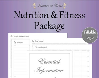 Health Planner, Fitness Tracker, Food Journal (Fillable PDF)