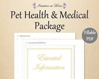 Fillable Pet Health Planner, Medical Organizer (Digital Printable PDF)