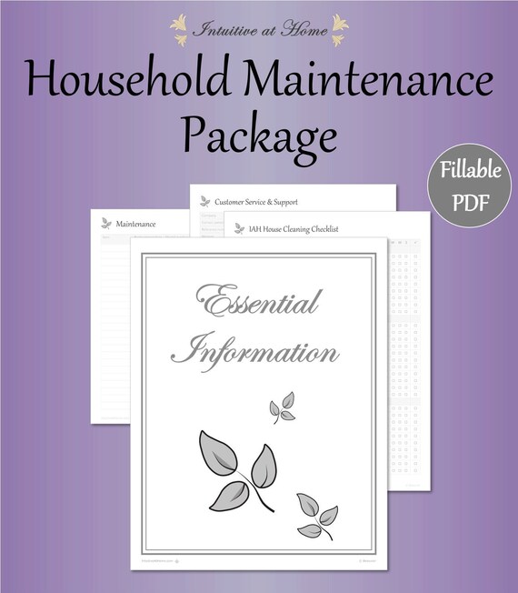 Mini Home Maintenance Planner – Fillable Household Improvement, Repair, Cleaning  Checklists (PDF Printables)