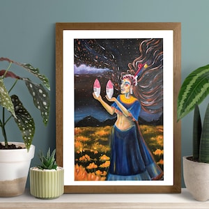 MictlanCihuatl Signed Art Print| Sahumadora| Aztec Goddess| Mexica Art| Indigenous Art| Danza Azteca | MictecaCihuatl | Mexican aztec dance