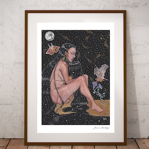 Ama la Niña Signed Art Print| Aztec | Mexica Art| Indigenous Art |chicana brown art |inner child | Divine Feminine| Goddess Art | cosmic art