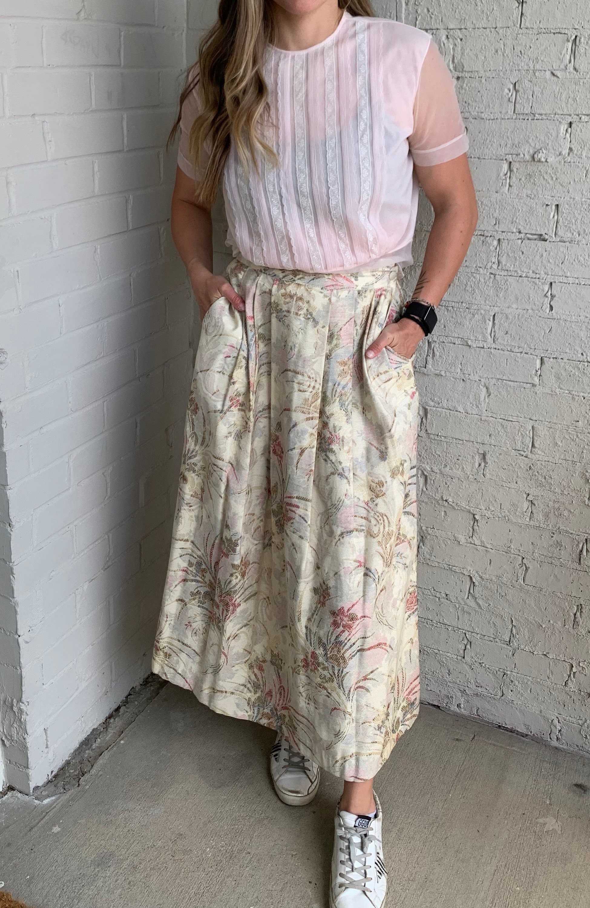 Vintage Floral Tapestry Skirt - Etsy