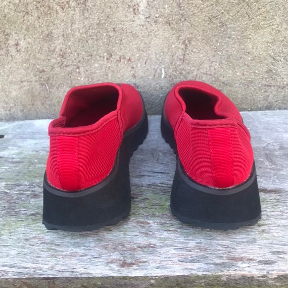 Vintage 90s Tommy Hilfiger Red Slip -On Sock Snea… - image 4