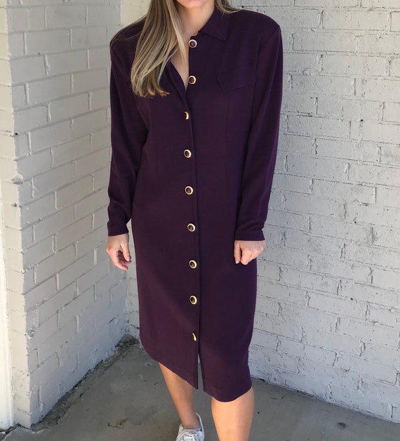 Vintage 80s-90s Liz Claiborne Long Sleeve Plum Pu… - image 2