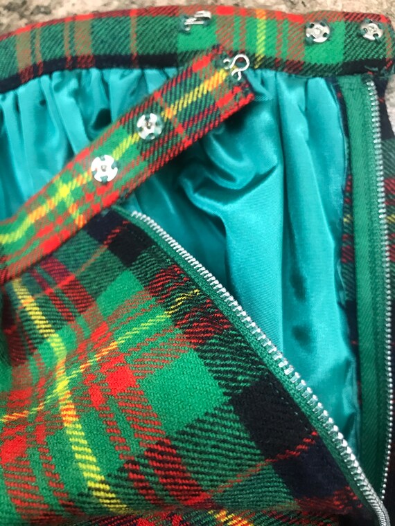 Vintage High Waist Multi-Color Plaid Skirt Tartan… - image 4