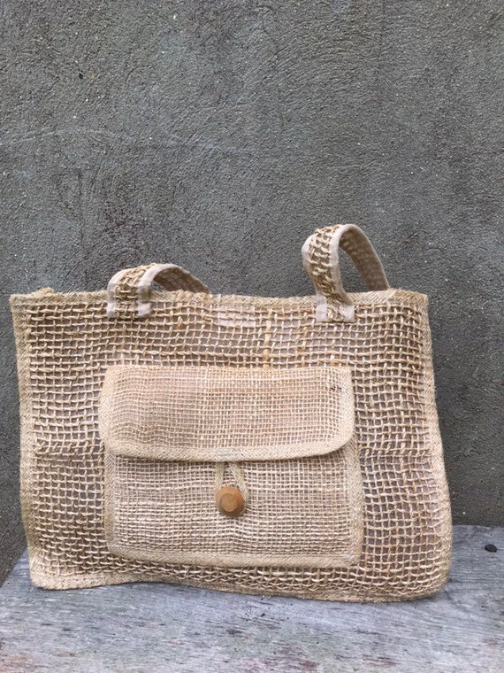 Vintage Woven Straw Tote Bag, Market Bag, Made In… - image 2