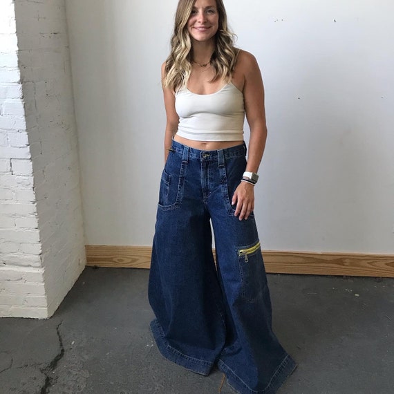 Vintage 90s Jnco Crime Scene Super Wide Leg Raver Jeans Skater