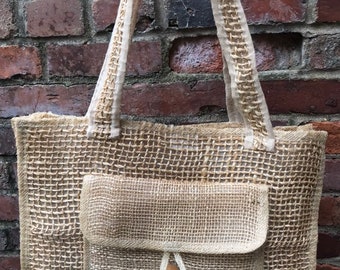 Vintage Woven Straw Tote Bag, Market Bag, Made In The Philippines