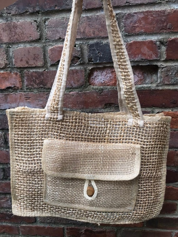 Vintage Woven Straw Tote Bag, Market Bag, Made In The… Gem