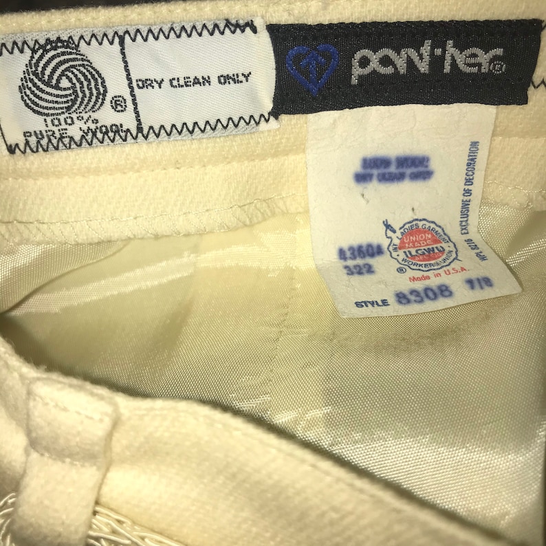 Women\u2019s Small Vintage 1970s Panther Cream High Waist Wool Midi Skirt Union Label