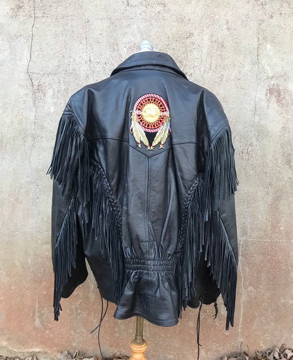 Vintage 80s Leather Fringe Biker Jacket Plus Size Women S 1x 2x