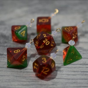 Fireball Swirl Dice Ornaments Tabletop Gaming Christmas Decorations with Crystal Accents
