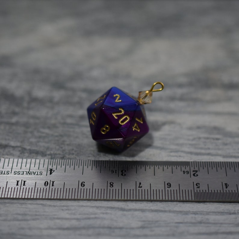 Gemini D20 Dice Ornaments Tabletop Gaming Christmas Decorations with Crystal Accents