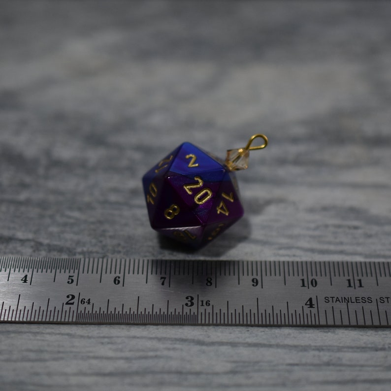 Gemini D20 Dice Ornaments Tabletop Gaming Christmas Decorations with Crystal Accents
