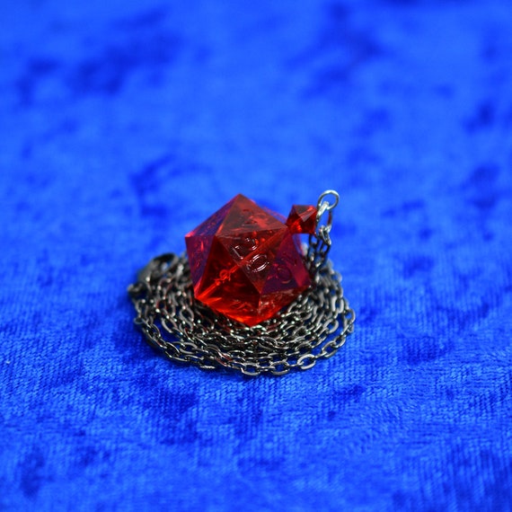 Ruby Gamescience D20 Dice Necklace Polycarbonate Tabletop Etsy