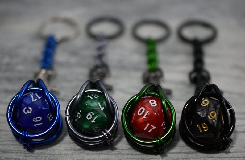 Custom D20 Chainmail Keychain Dark Removable Dice Charms Etsy