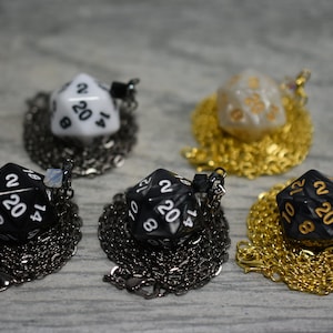 Custom D20 Necklace - Black and White Dice Accessories