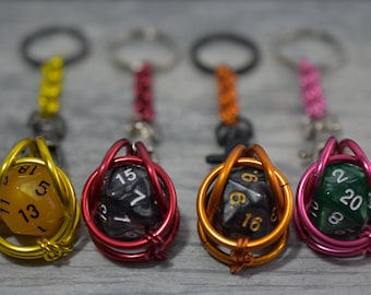 Custom D20 Chainmail Keychain - Bright Removable Dice Charms